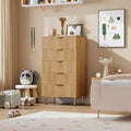 5-Drawer Black Dresser 48" Tall Wooden Chest with Deep Storage & Wide Top