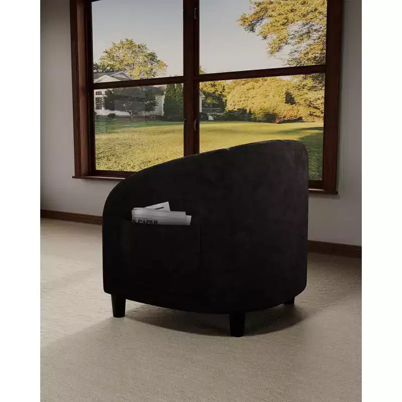 Barrel Accent Chair with Rounded Back & Soft Padded Seat, Modern Armchair for Living Room, Bedroom, Office