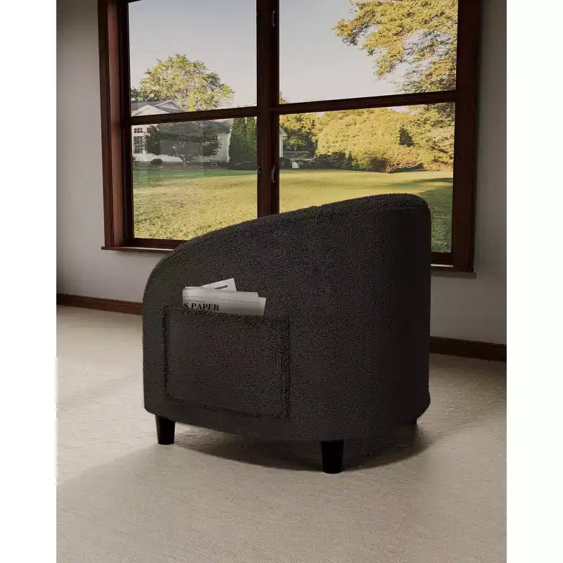 Barrel Accent Chair with Rounded Back & Soft Padded Seat, Modern Armchair for Living Room, Bedroom, Office
