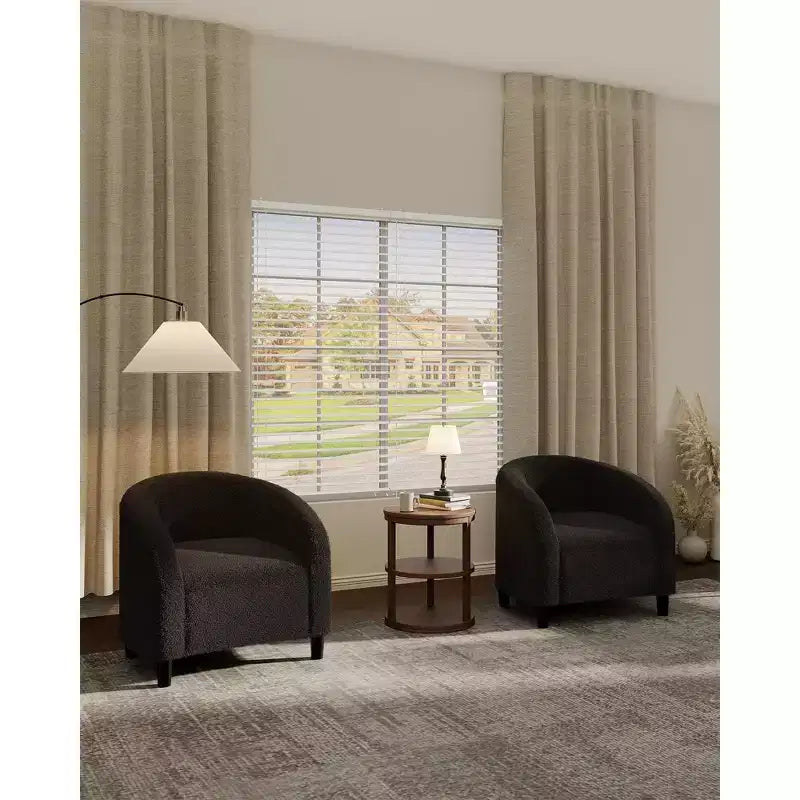 Barrel Accent Chair with Rounded Back & Soft Padded Seat, Modern Armchair for Living Room, Bedroom, Office