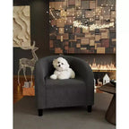 Barrel Accent Chair with Rounded Back & Soft Padded Seat, Modern Armchair for Living Room, Bedroom, Office