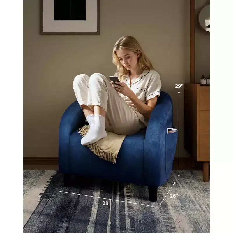 Barrel Accent Chair with Rounded Back & Soft Padded Seat, Modern Armchair for Living Room, Bedroom, Office