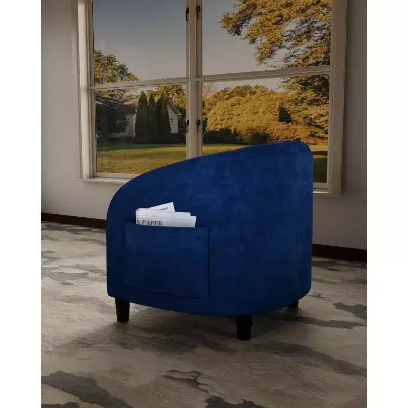 Barrel Accent Chair with Rounded Back & Soft Padded Seat, Modern Armchair for Living Room, Bedroom, Office