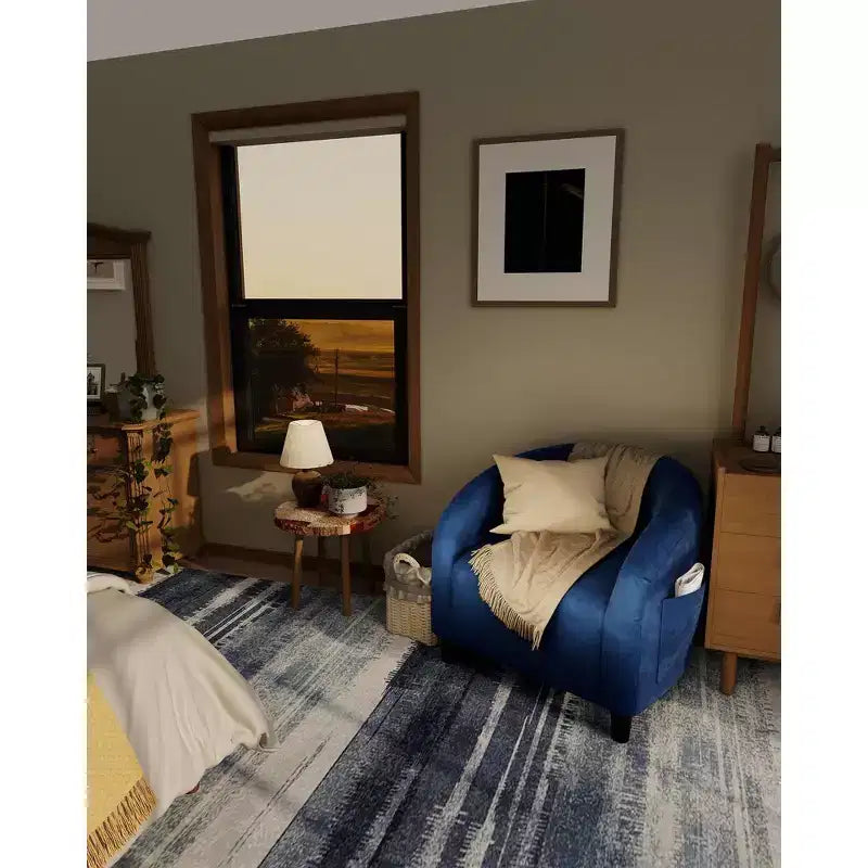 Barrel Accent Chair with Rounded Back & Soft Padded Seat, Modern Armchair for Living Room, Bedroom, Office