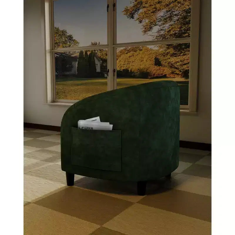 Barrel Accent Chair with Rounded Back & Soft Padded Seat, Modern Armchair for Living Room, Bedroom, Office