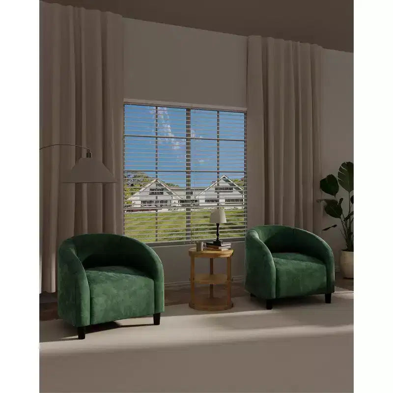 Barrel Accent Chair with Rounded Back & Soft Padded Seat, Modern Armchair for Living Room, Bedroom, Office