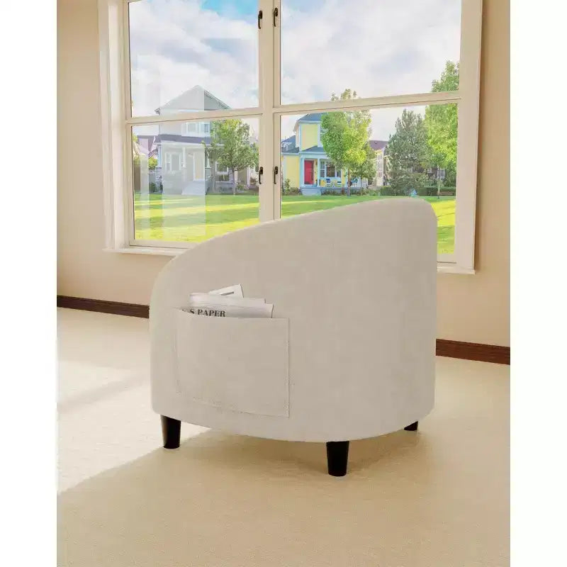 Barrel Accent Chair with Rounded Back & Soft Padded Seat, Modern Armchair for Living Room, Bedroom, Office