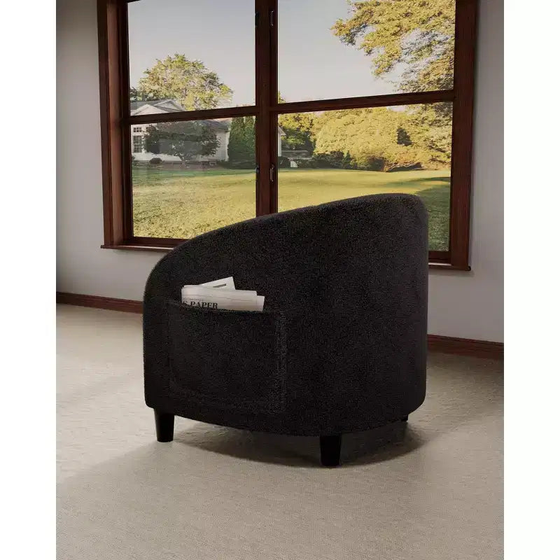 Barrel Accent Chair with Rounded Back & Soft Padded Seat, Modern Armchair for Living Room, Bedroom, Office