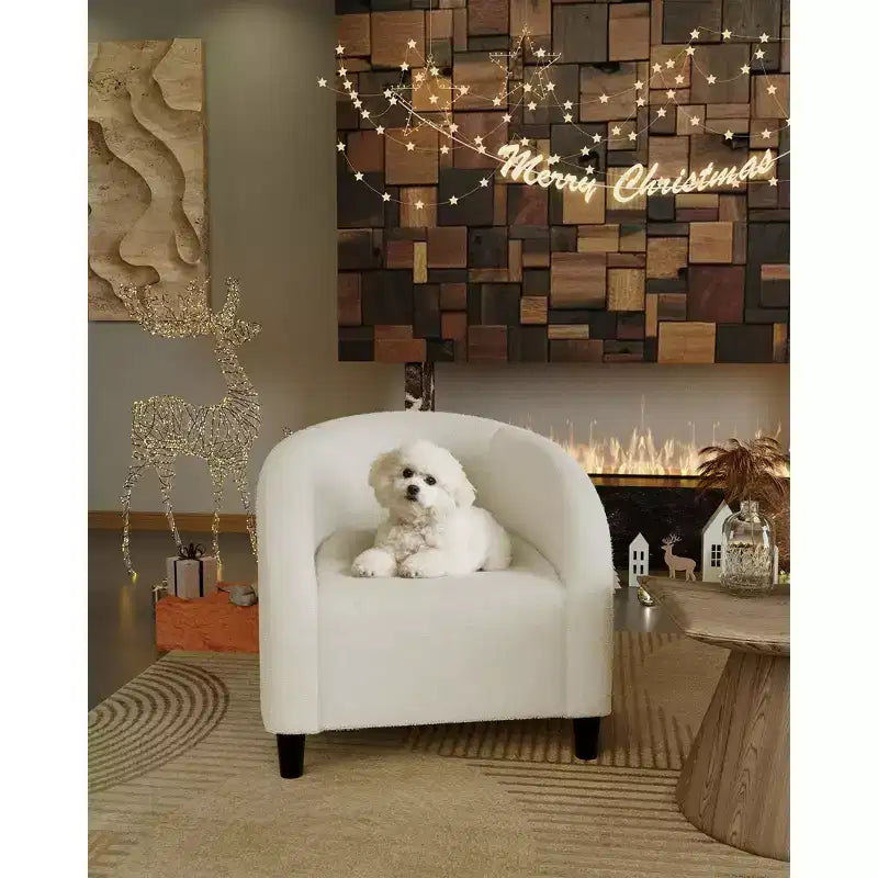 Barrel Accent Chair with Rounded Back & Soft Padded Seat, Modern Armchair for Living Room, Bedroom, Office