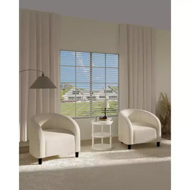 Barrel Accent Chair with Rounded Back & Soft Padded Seat, Modern Armchair for Living Room, Bedroom, Office