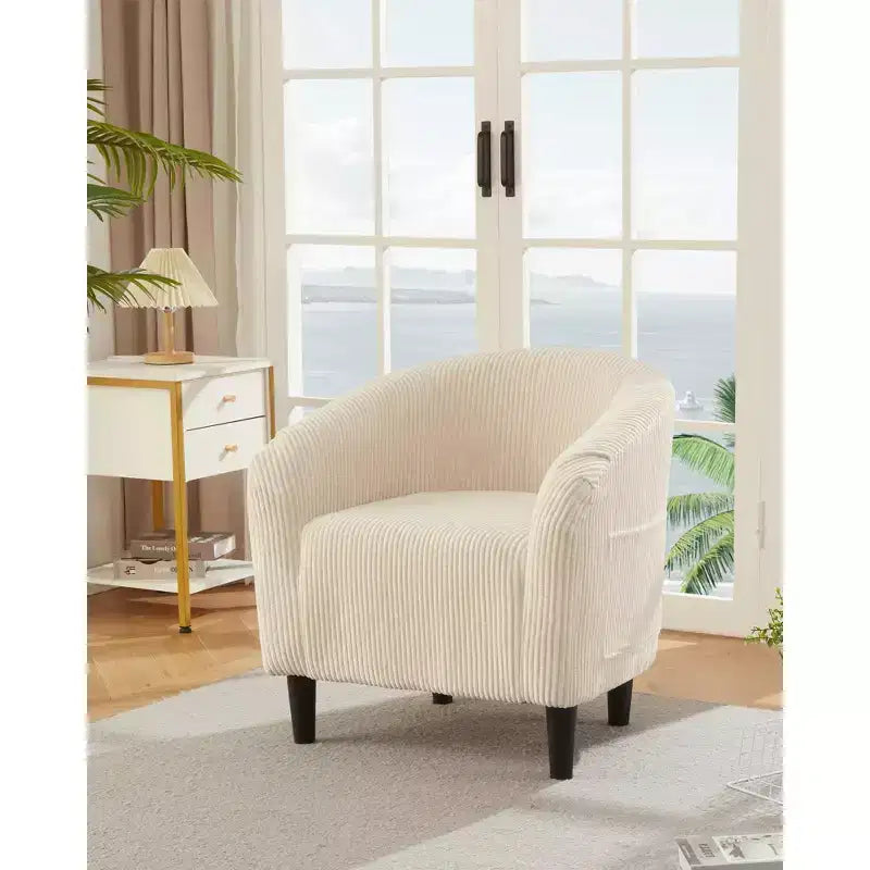 Barrel Accent Chair with Rounded Back & Soft Padded Seat, Modern Armchair for Living Room, Bedroom, Office