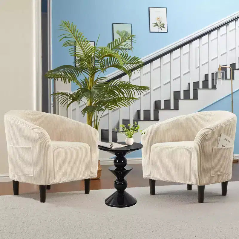 Barrel Accent Chair with Rounded Back & Soft Padded Seat, Modern Armchair for Living Room, Bedroom, Office