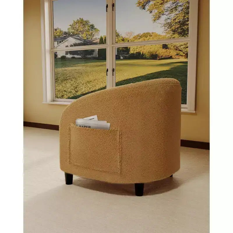 Barrel Accent Chair with Rounded Back & Soft Padded Seat, Modern Armchair for Living Room, Bedroom, Office
