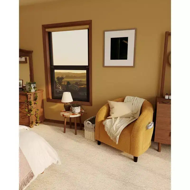 Barrel Accent Chair with Rounded Back & Soft Padded Seat, Modern Armchair for Living Room, Bedroom, Office
