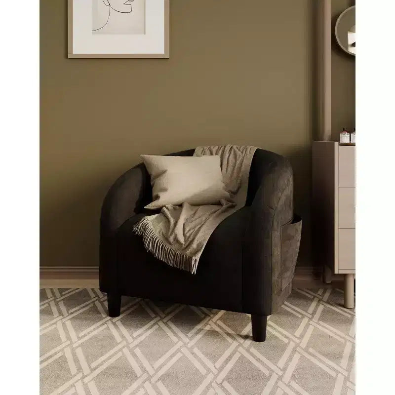 Barrel Accent Chair with Rounded Back & Soft Padded Seat, Modern Armchair for Living Room, Bedroom, Office