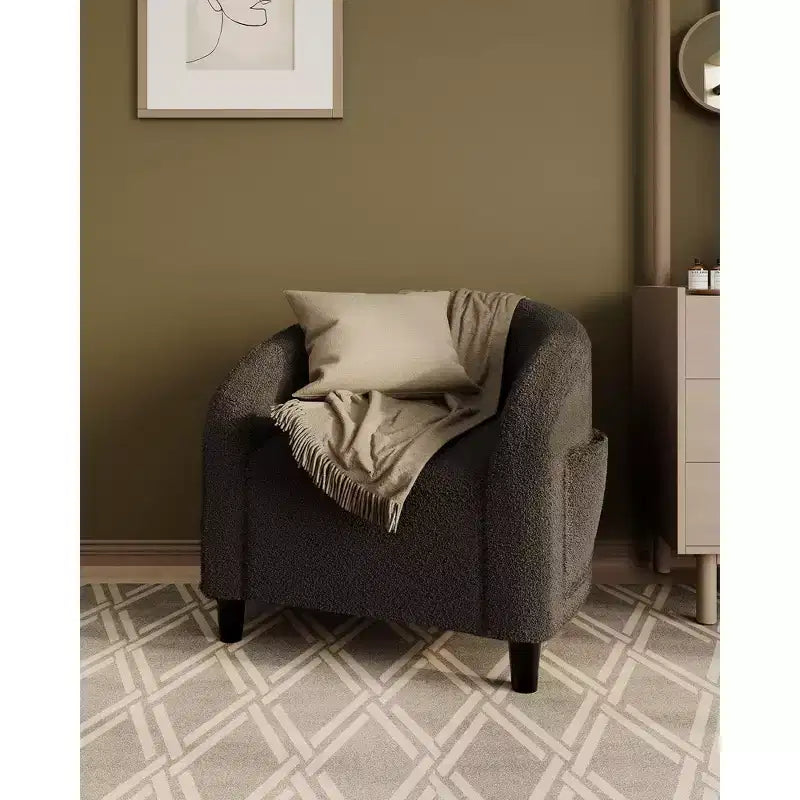 Barrel Accent Chair with Rounded Back & Soft Padded Seat, Modern Armchair for Living Room, Bedroom, Office