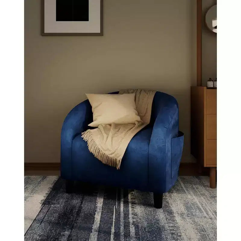 Barrel Accent Chair with Rounded Back & Soft Padded Seat, Modern Armchair for Living Room, Bedroom, Office