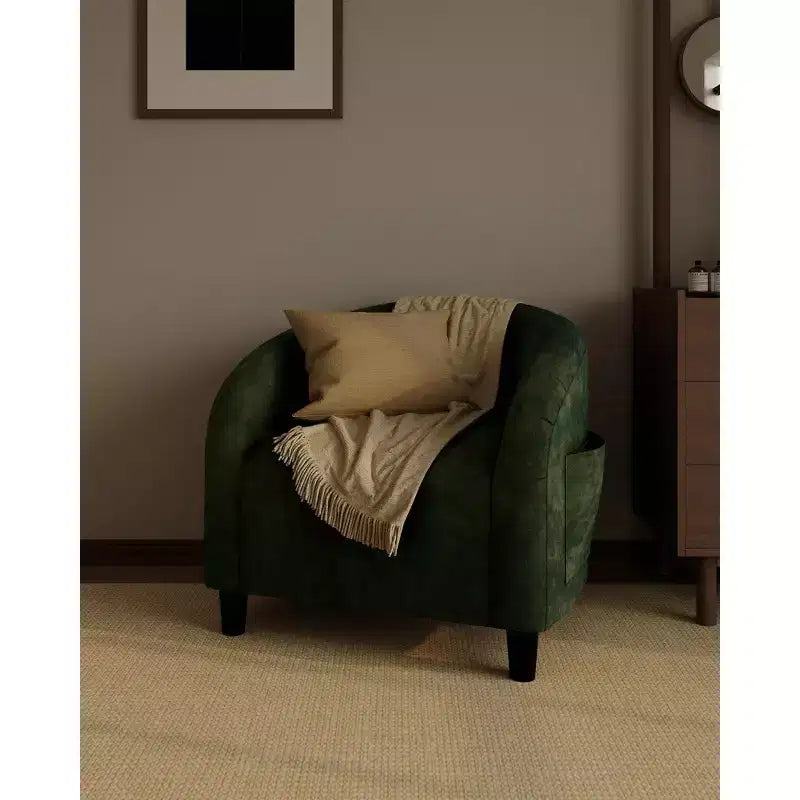 Barrel Accent Chair with Rounded Back & Soft Padded Seat, Modern Armchair for Living Room, Bedroom, Office