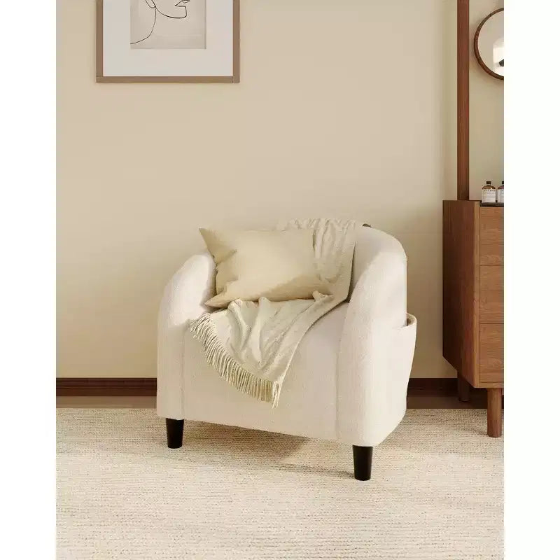 Barrel Accent Chair with Rounded Back & Soft Padded Seat, Modern Armchair for Living Room, Bedroom, Office