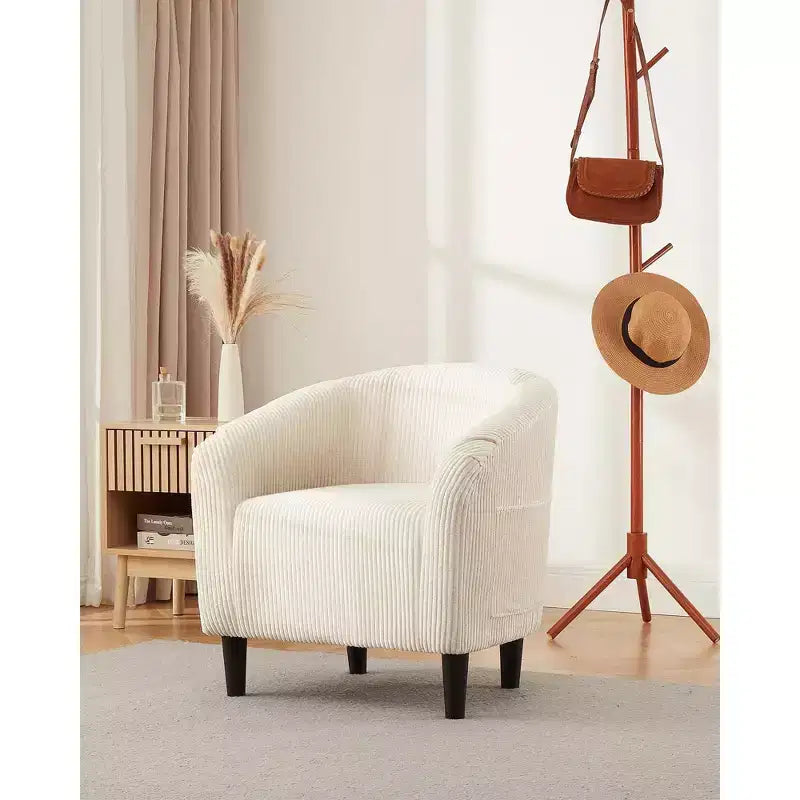 Barrel Accent Chair with Rounded Back & Soft Padded Seat, Modern Armchair for Living Room, Bedroom, Office