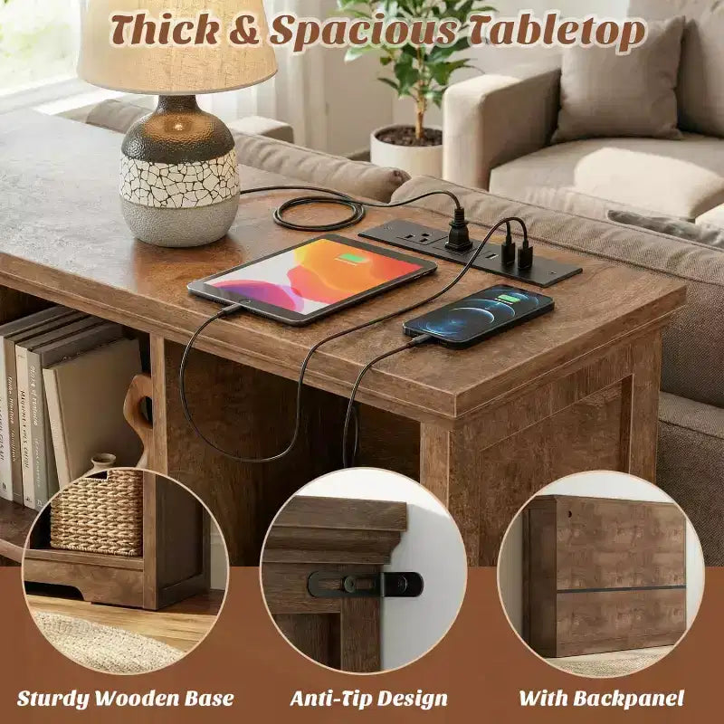 9 Cube Bookshelf with Charging Station, Floor Cubby Toy Organizer