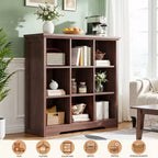 9 Cube Bookshelf with Charging Station, Floor Cubby Toy Organizer