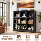 9 Cube Bookshelf with Charging Station, Floor Cubby Toy Organizer