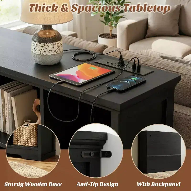 9 Cube Bookshelf with Charging Station, Floor Cubby Toy Organizer