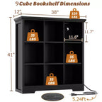9 Cube Bookshelf with Charging Station, Floor Cubby Toy Organizer