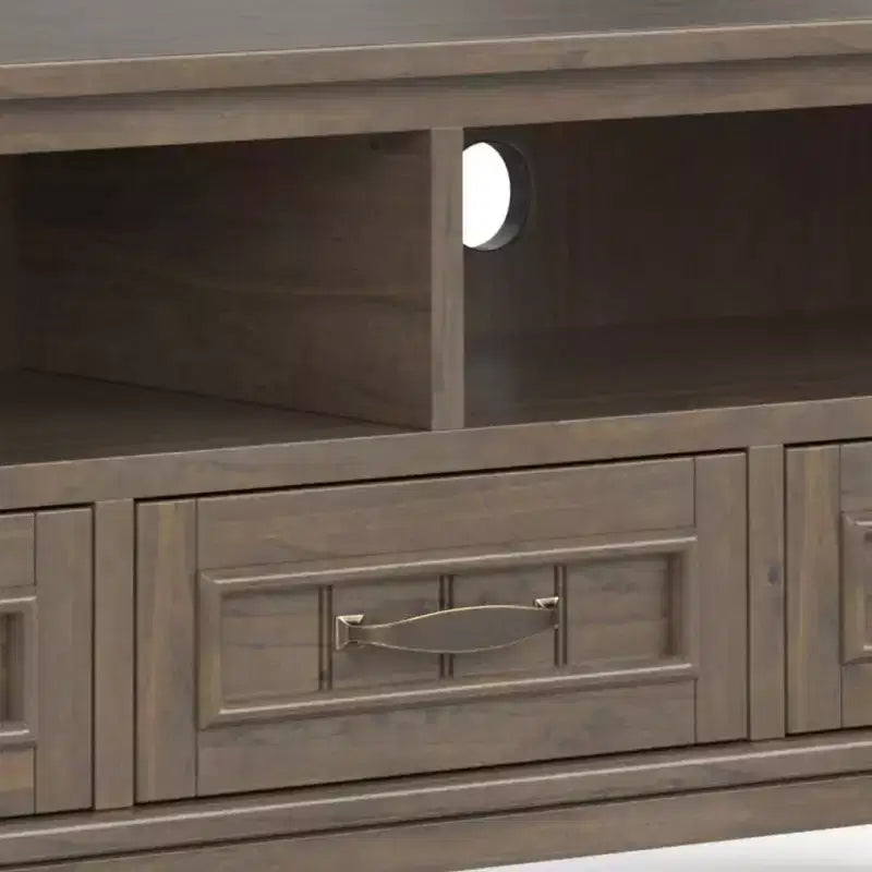 Low TV Stand for TVs up to 60" Smoky Brown - Solid Wood Media Console with Storage