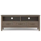 Low TV Stand for TVs up to 60" Smoky Brown - Solid Wood Media Console with Storage