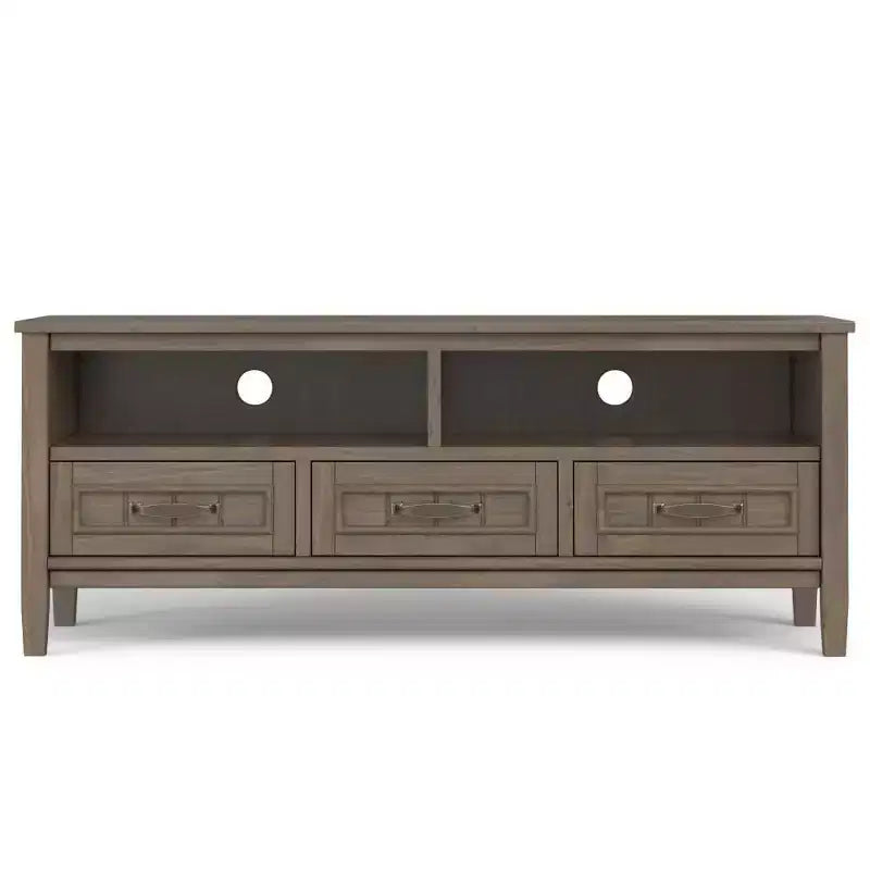 Low TV Stand for TVs up to 60" Smoky Brown - Solid Wood Media Console with Storage