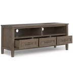 Low TV Stand for TVs up to 60" Smoky Brown - Solid Wood Media Console with Storage