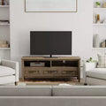 Low TV Stand for TVs up to 60" Smoky Brown - Solid Wood Media Console with Storage