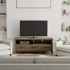 Low TV Stand for TVs up to 60" Smoky Brown - Solid Wood Media Console with Storage