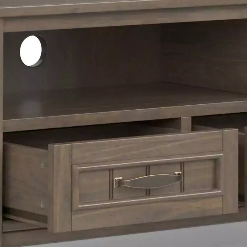 Low TV Stand for TVs up to 60" Smoky Brown - Solid Wood Media Console with Storage