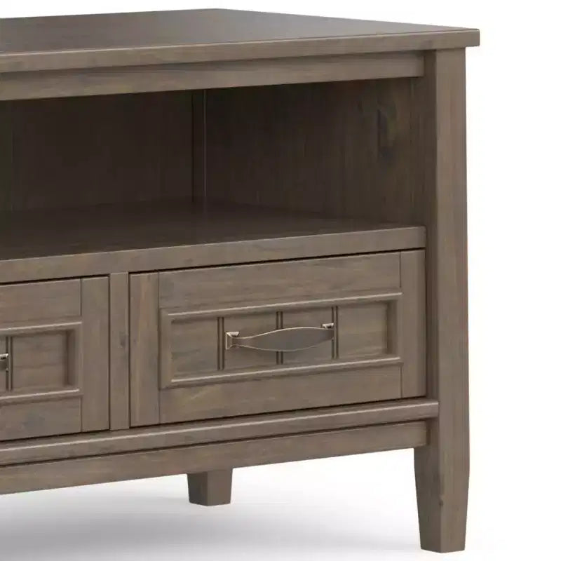 Low TV Stand for TVs up to 60" Smoky Brown - Solid Wood Media Console with Storage