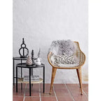Round Metal Accent Table with Bamboo Storage Shelf, Black/Natural