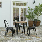 30" Round Indoor/Outdoor Dining Table with Poly Resin Top and Steel Base