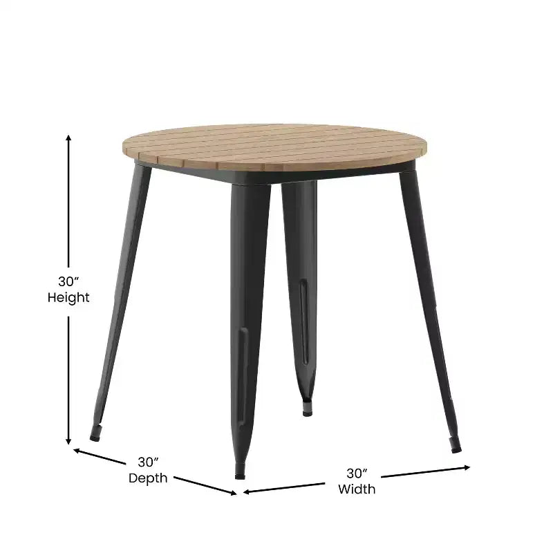 30" Round Indoor/Outdoor Dining Table with Poly Resin Top and Steel Base