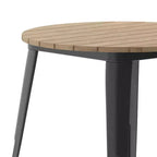 30" Round Indoor/Outdoor Dining Table with Poly Resin Top and Steel Base