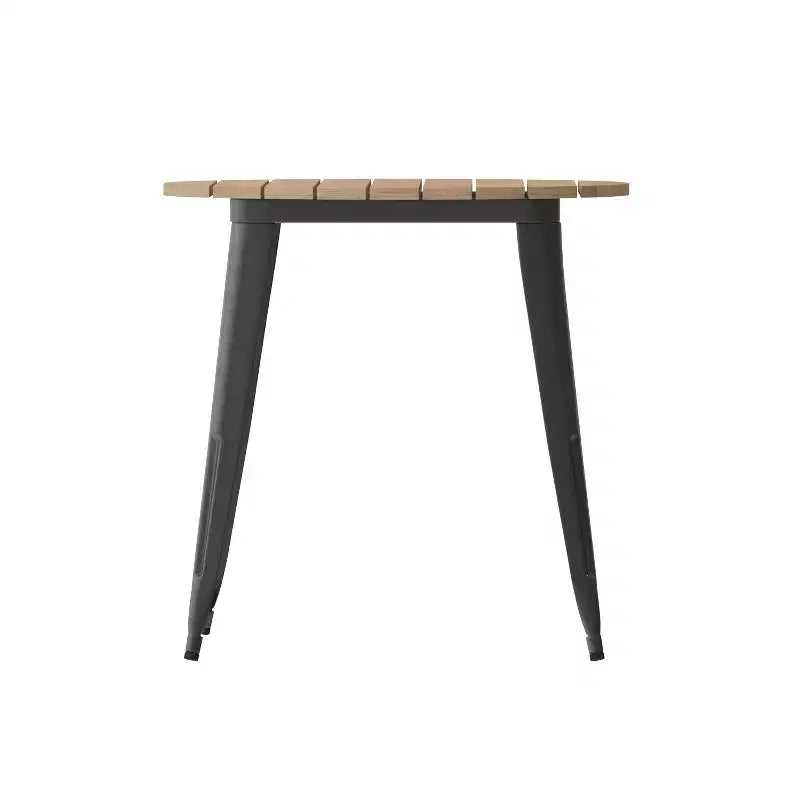30" Round Indoor/Outdoor Dining Table with Poly Resin Top and Steel Base