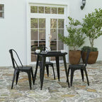 30" Round Indoor/Outdoor Dining Table with Poly Resin Top and Steel Base