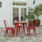 30" Round Indoor/Outdoor Dining Table with Poly Resin Top and Steel Base