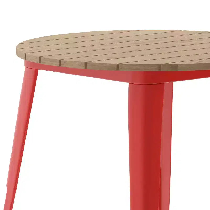 30" Round Indoor/Outdoor Dining Table with Poly Resin Top and Steel Base
