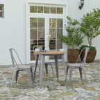 30" Round Indoor/Outdoor Dining Table with Poly Resin Top and Steel Base