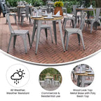 30" Round Indoor/Outdoor Dining Table with Poly Resin Top and Steel Base