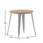 30" Round Indoor/Outdoor Dining Table with Poly Resin Top and Steel Base