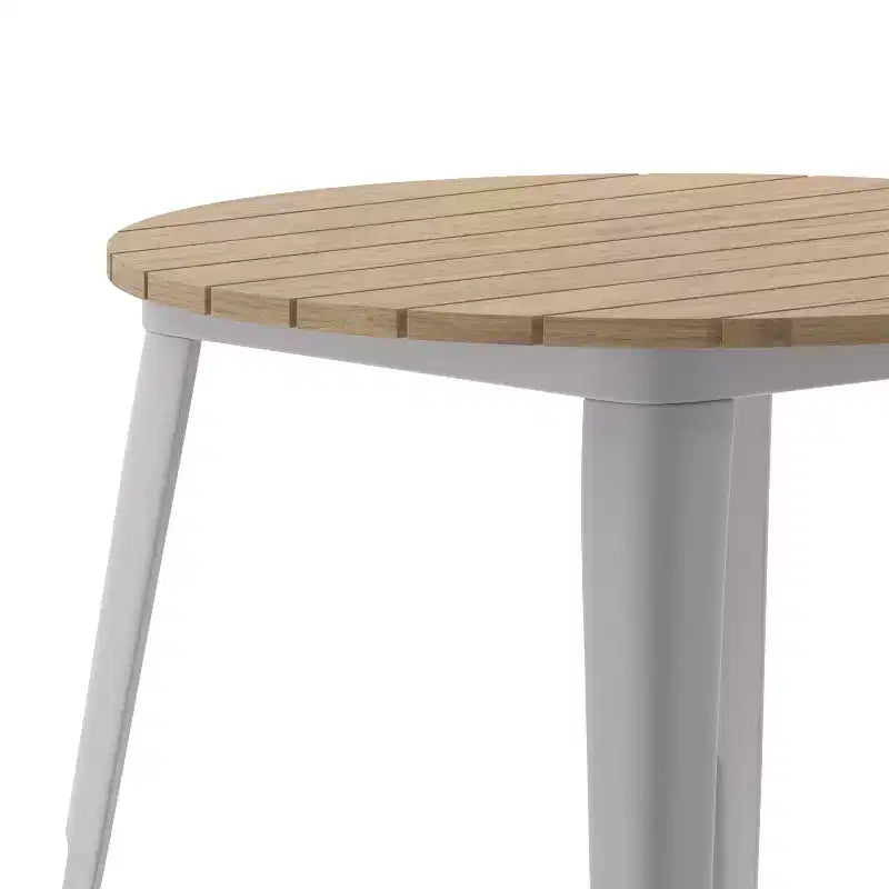30" Round Indoor/Outdoor Dining Table with Poly Resin Top and Steel Base