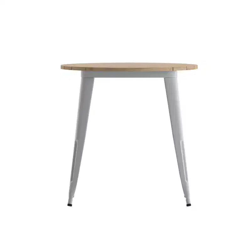 30" Round Indoor/Outdoor Dining Table with Poly Resin Top and Steel Base